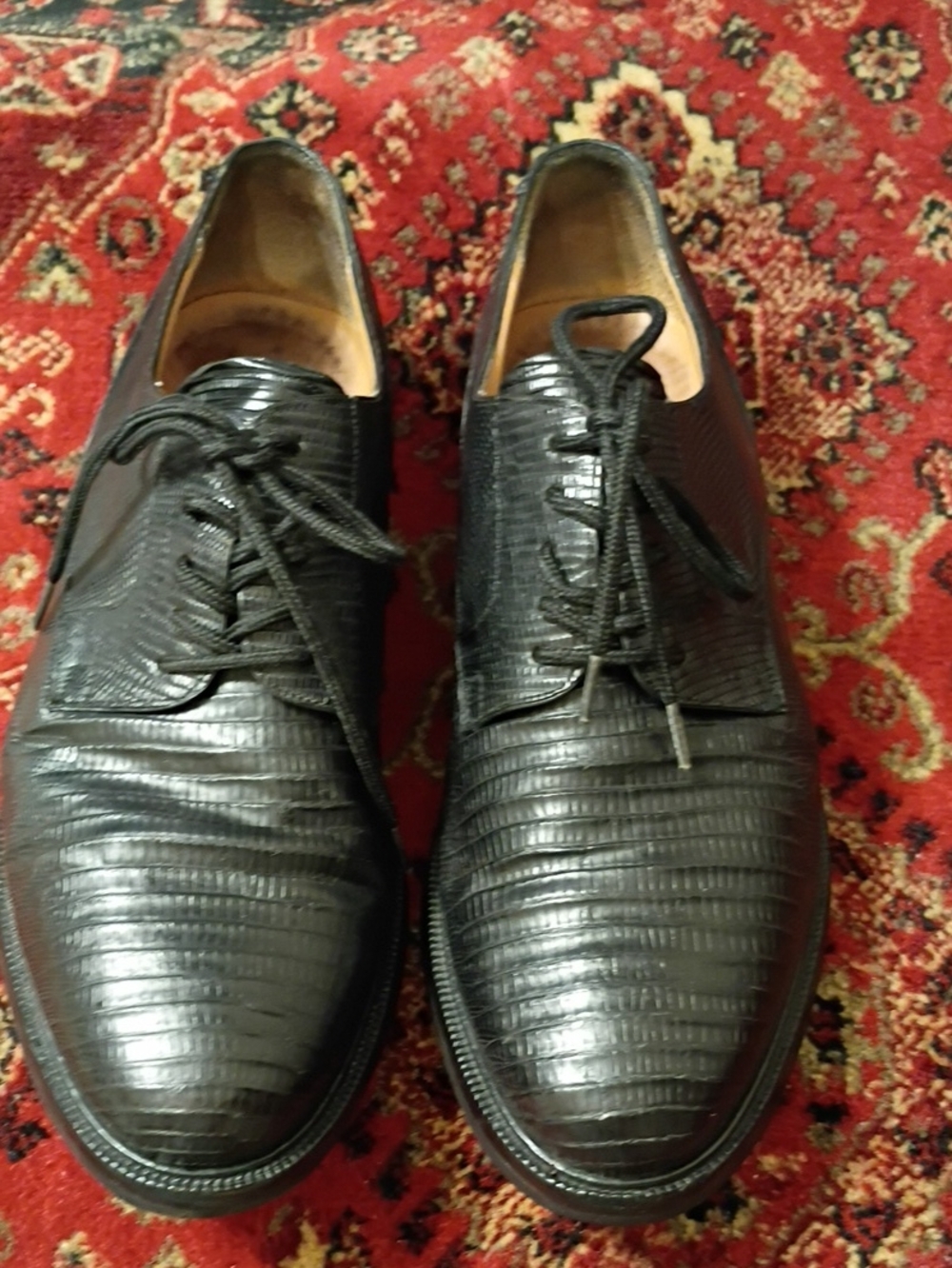 Mezlan Classic Men's Black Lizard Lace-Up Dress Shoes Size 10